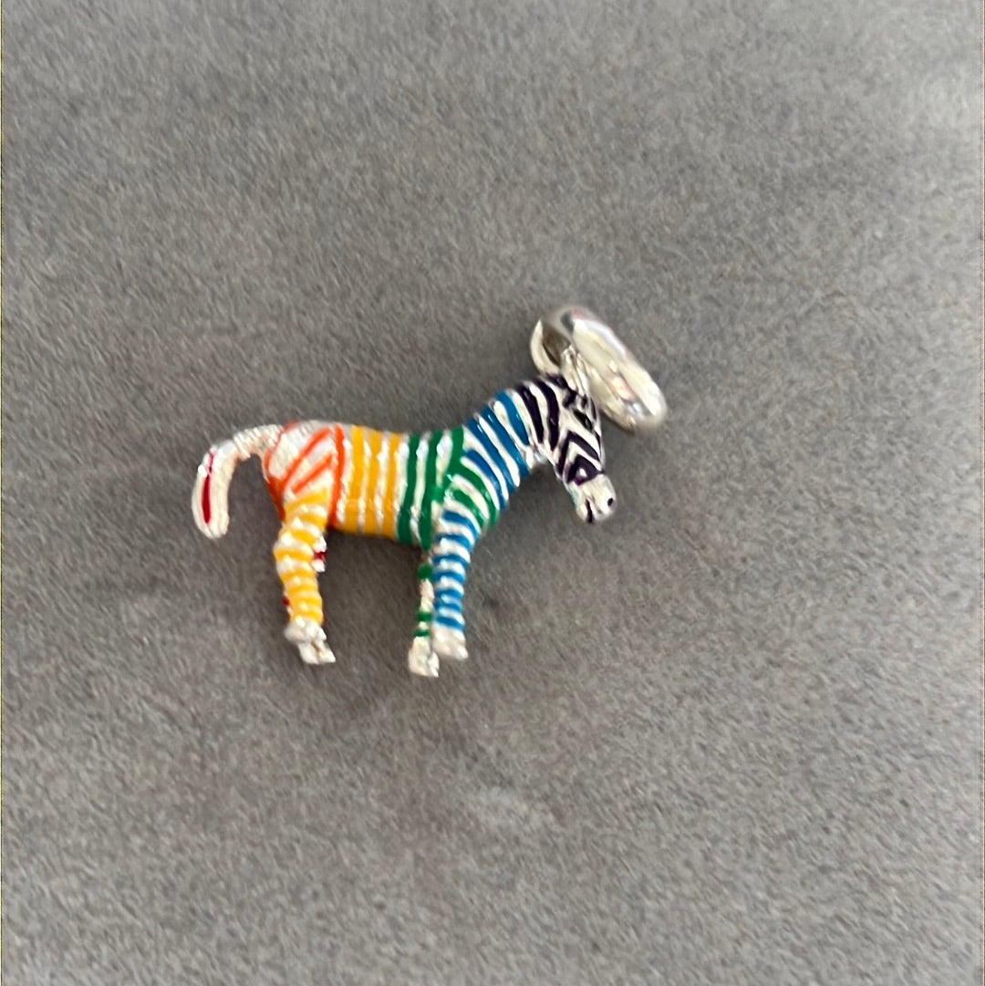 Genuine Links of London Rare Rainbow Zebra Dangle Charm