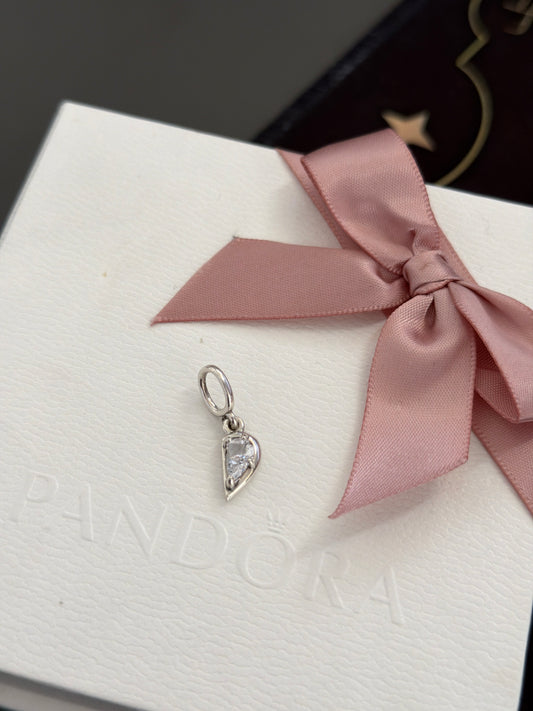 Genuine Pandora Cz Half Heart Mother Pendant Dangle Charm