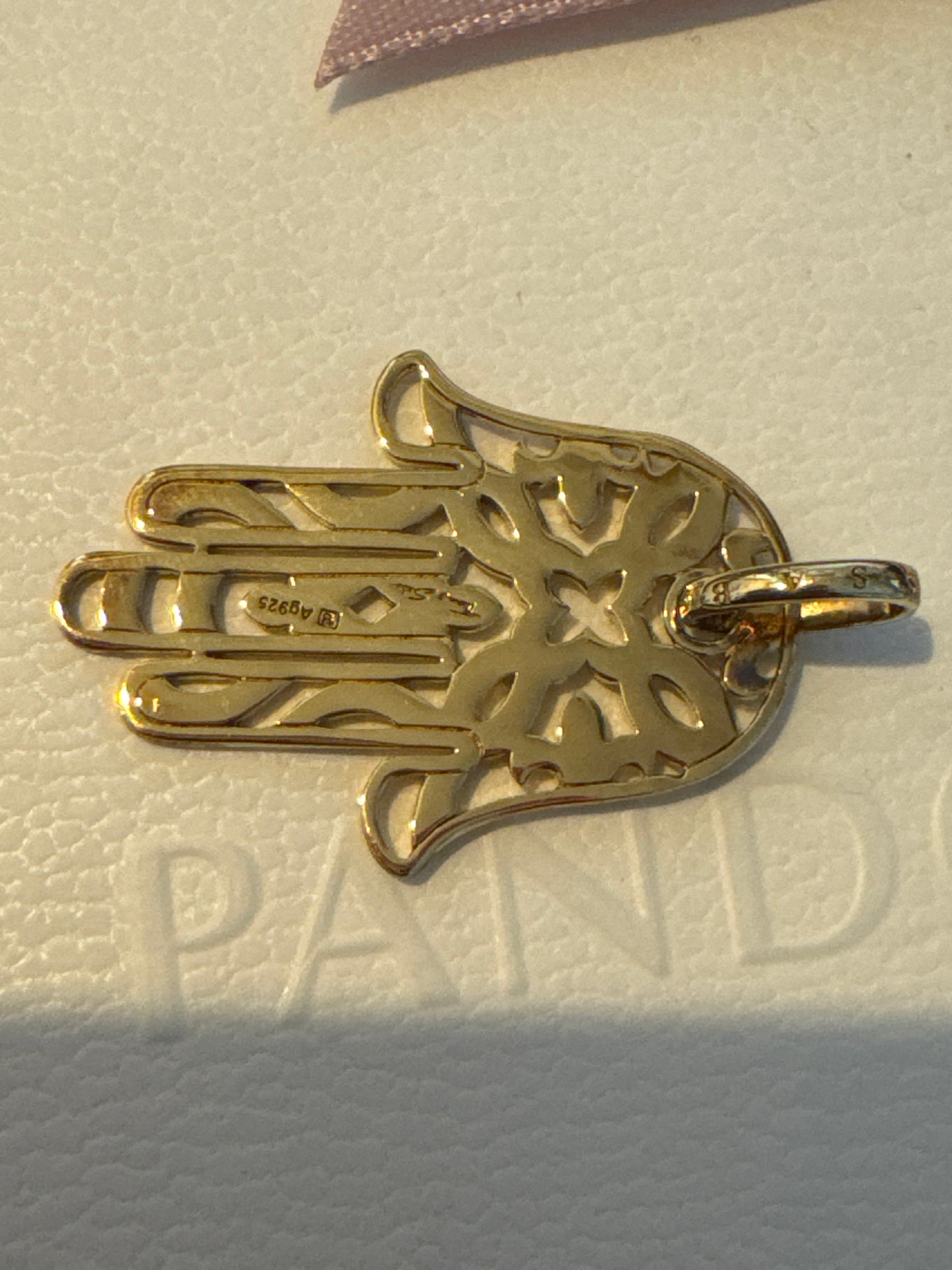 Genuine Thomas Sabo Gold Plated Hand of Fatima Hamsa Hand Good Luck LARGE Pendant
