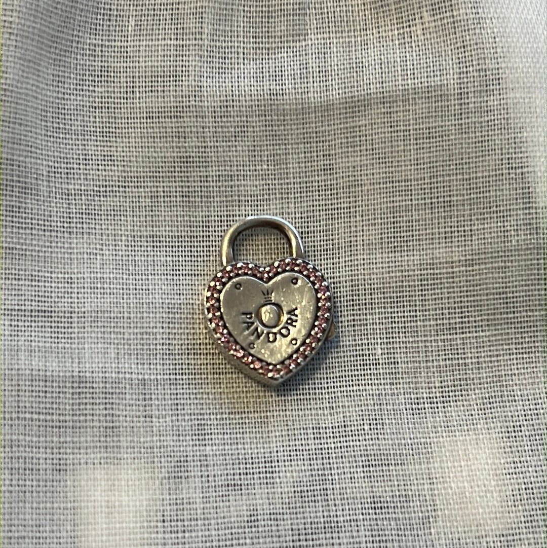Genuine Pandora Pink Pave Padlock Clasp Spare or Charm