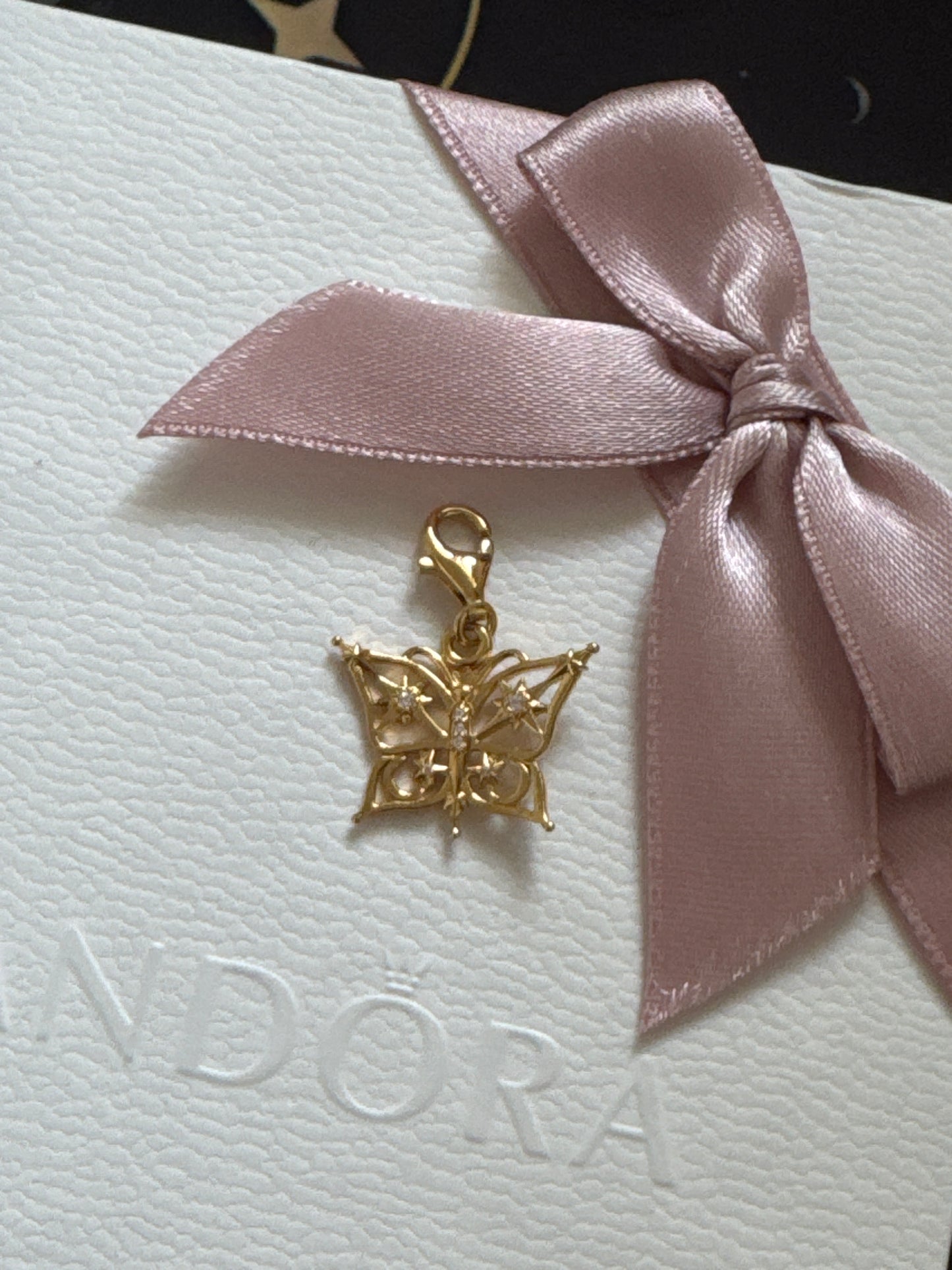 Genuine Thomas Sabo Shine Gold Moon & Stars Pave Butterfly Dangle Charm