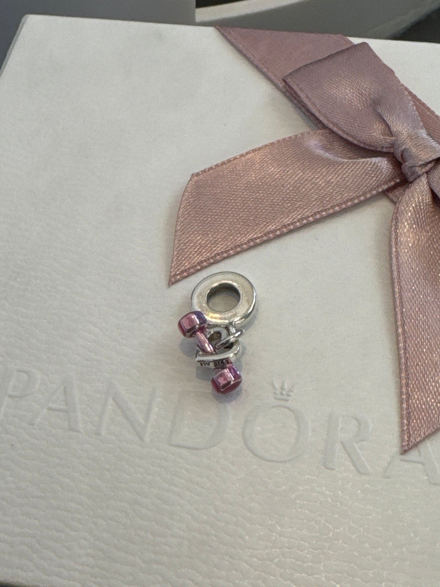 Genuine Pandora Pink Weight Gym Heart Fitness Dangle Charm