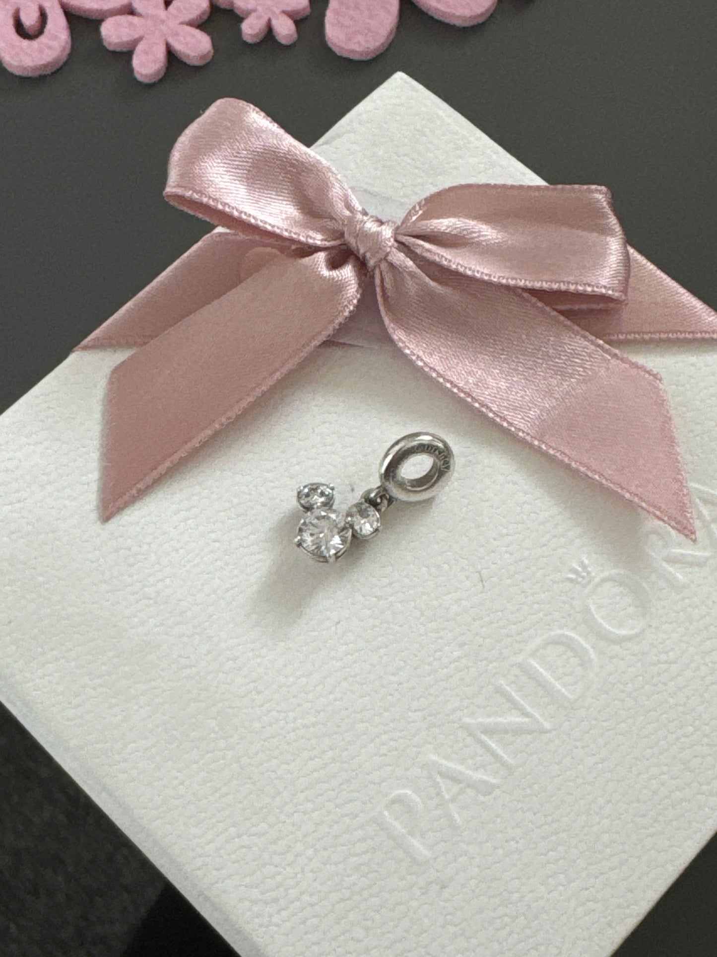 Genuine Pandora Disney Mickey Mouse Sparkling Head Silhouette Dangle Charm