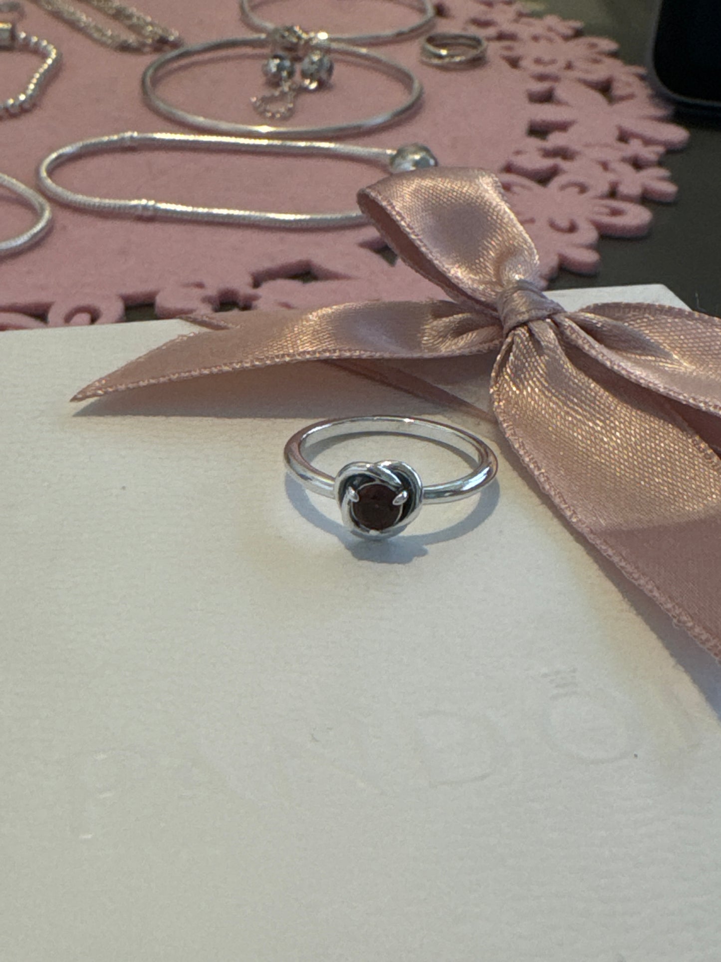 Genuine Pandora New Style Birthstone Ring Red Garnet January 52