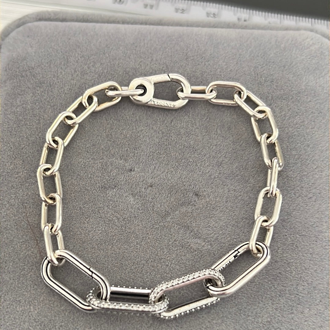 Genuine Pandora Me Essence Pave Links New Style Link Chain Bracelet Size 17cm