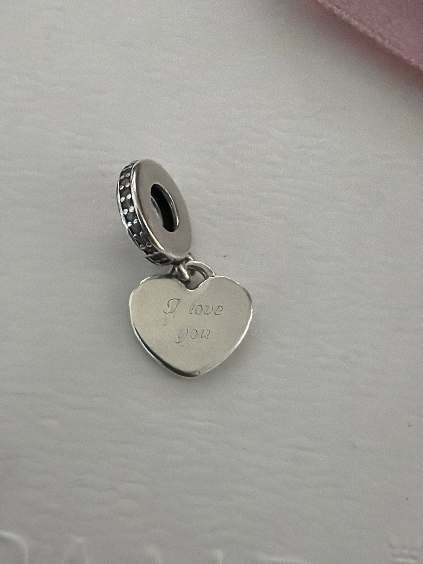 Genuine Pandora I Love You, I am Proud of You Dangle Pave Heart Charm