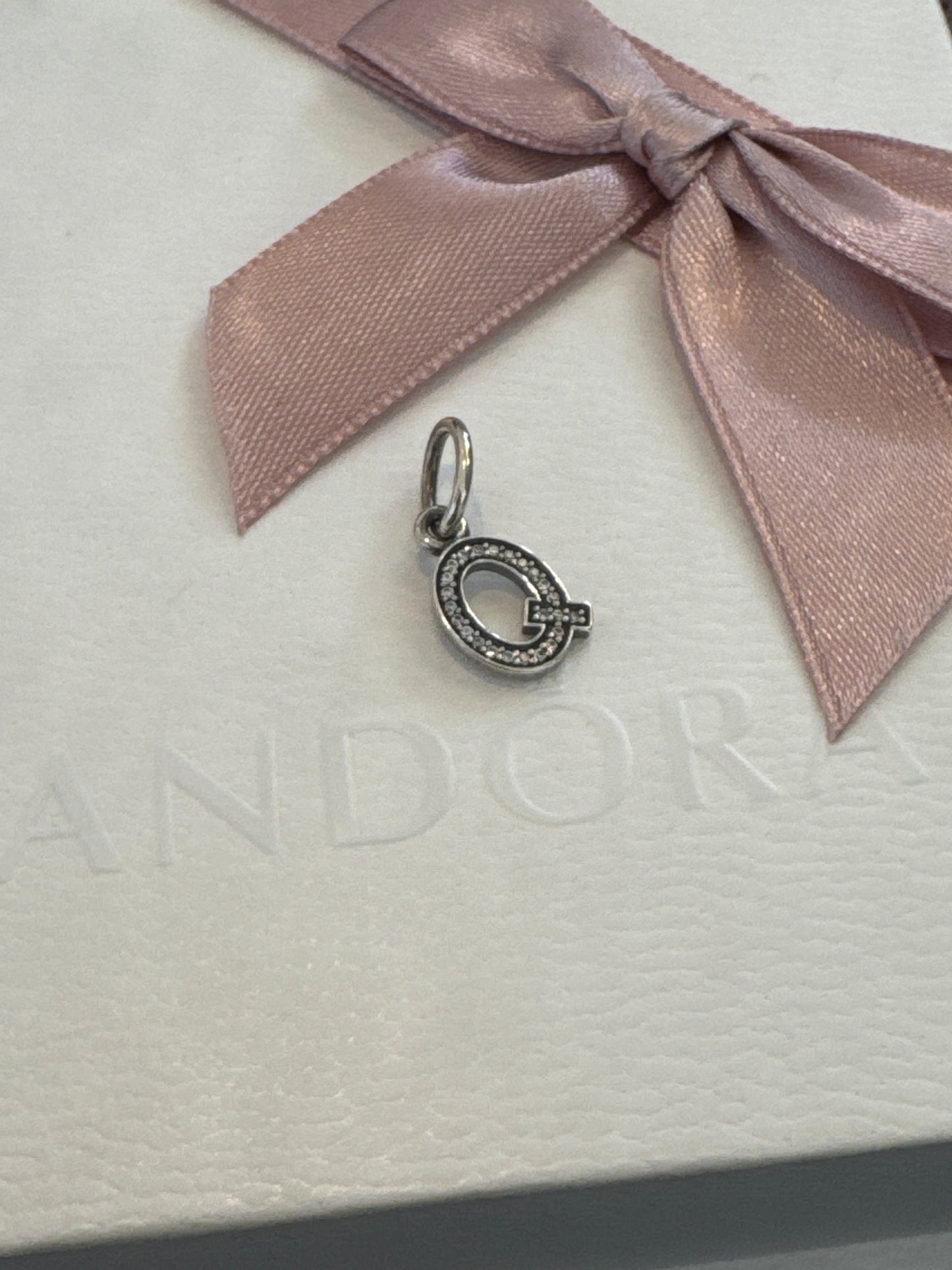 Genuine Pandora Pave Dangle Letter Q Charm