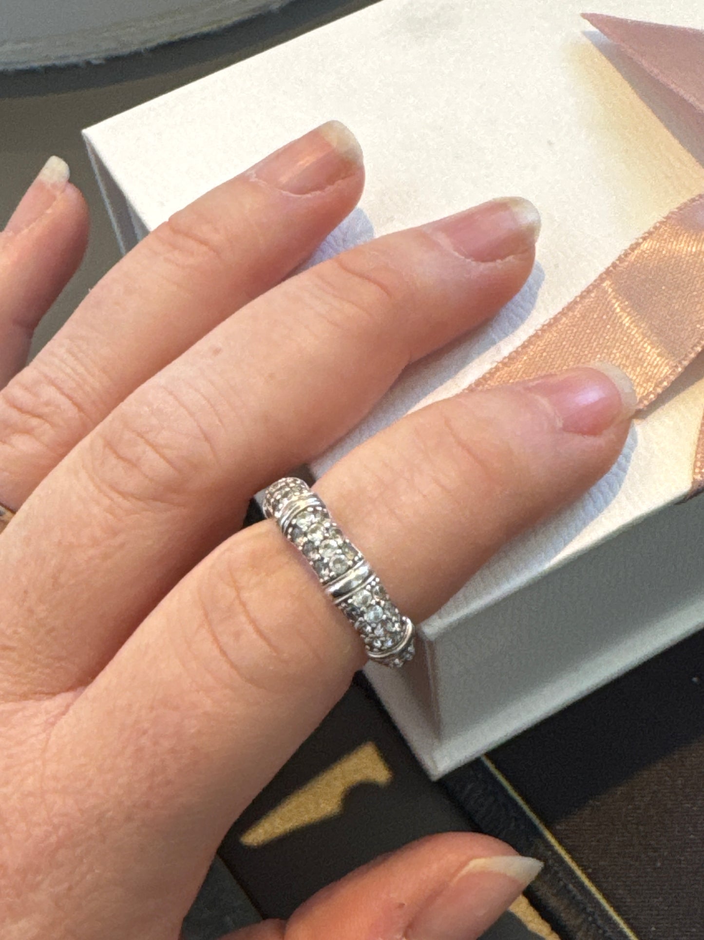 Genuine Thomas Sabo Pave Bamboo Chunky Ring 54