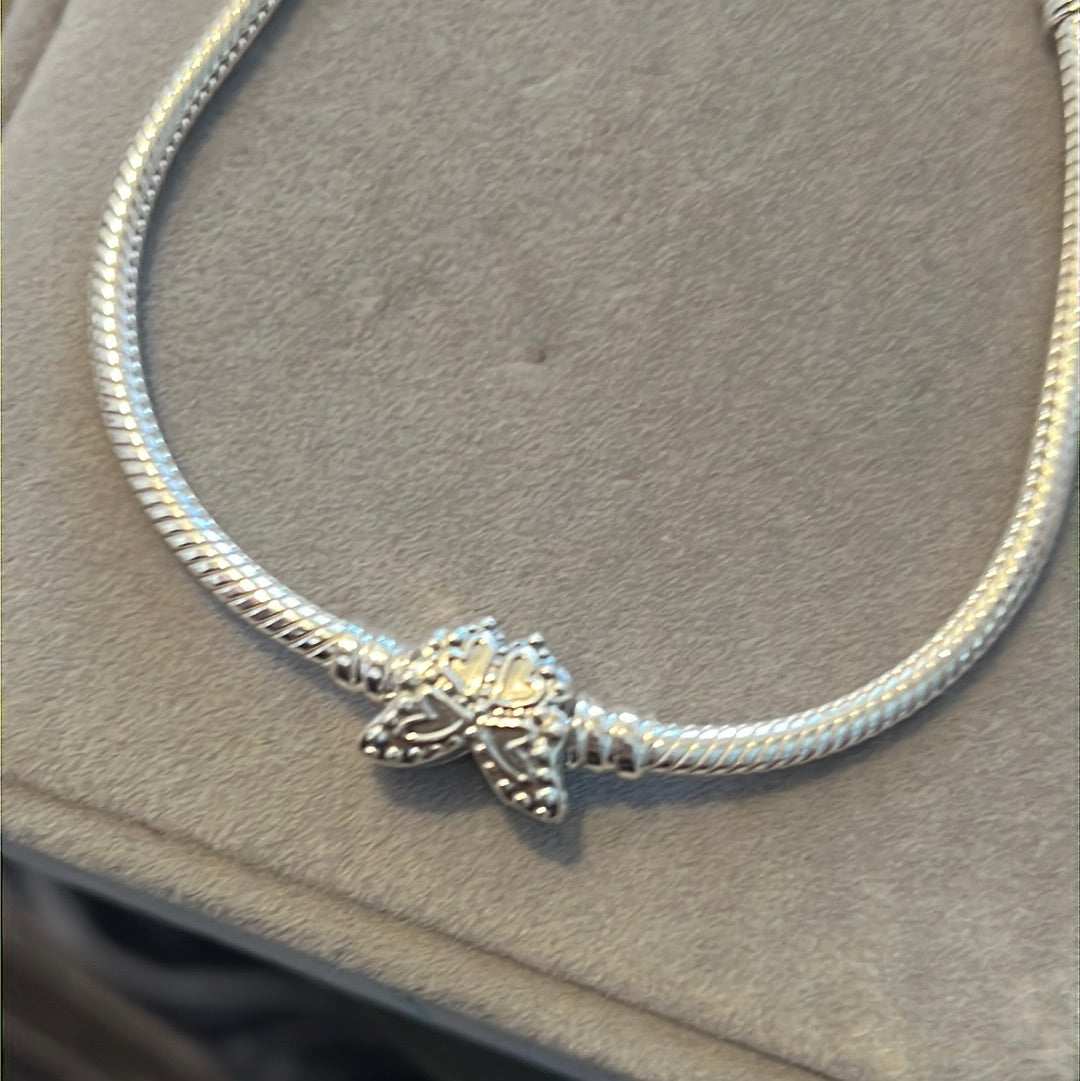 Genuine Pandora New Style Butterfly Pave Clasp Bracelet 21cm