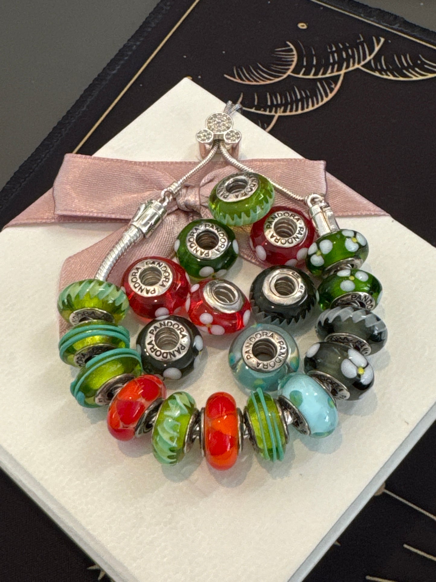 Bundle of Sterling Silver Murano Charms x20 with Sterling Silver Disney Bangle