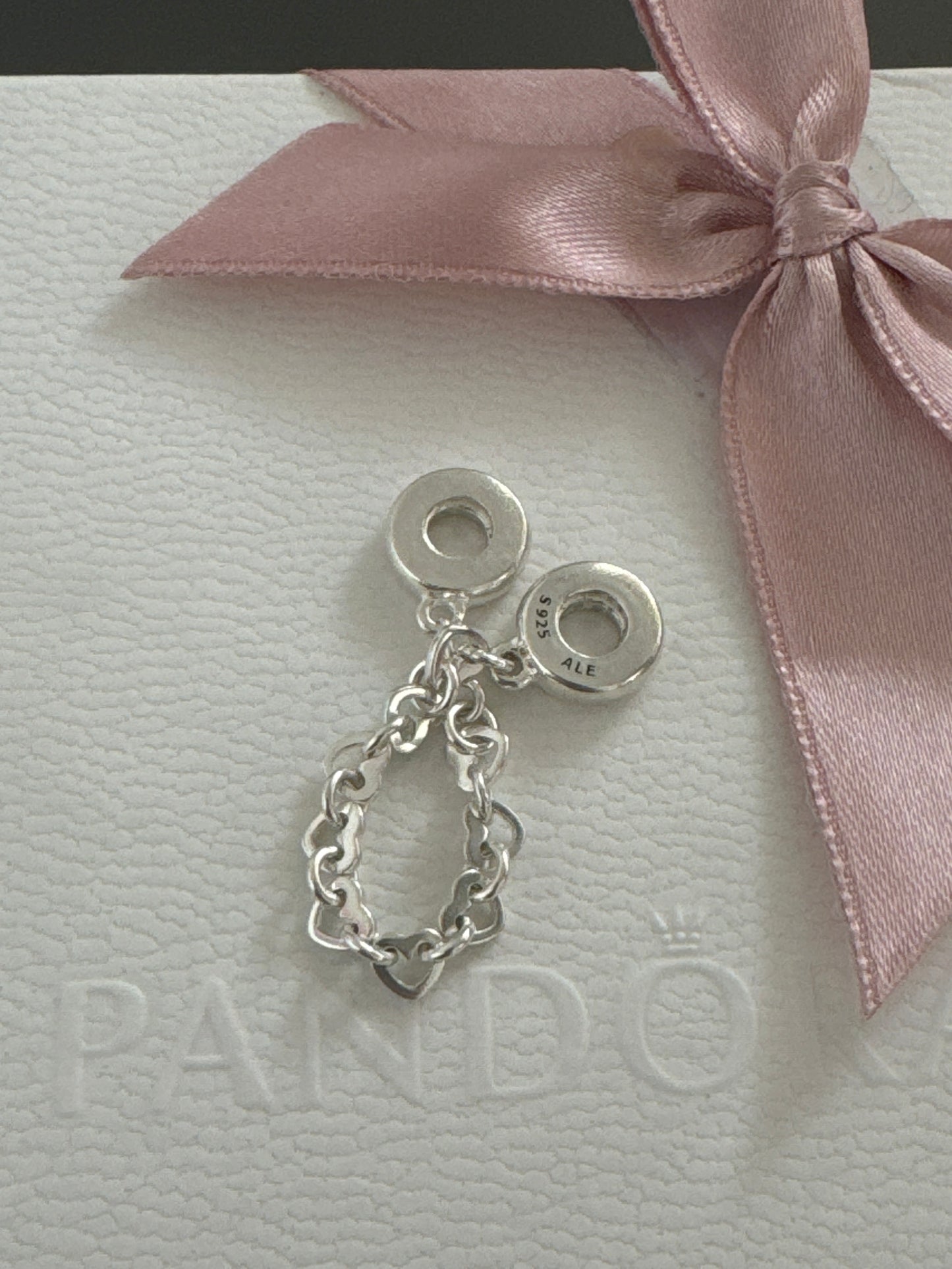Genuine Pandora Linked Hearts Safety Chain
