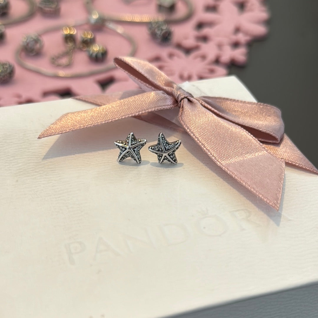 Genuine Pandora Pave Starfish Stud Earrings