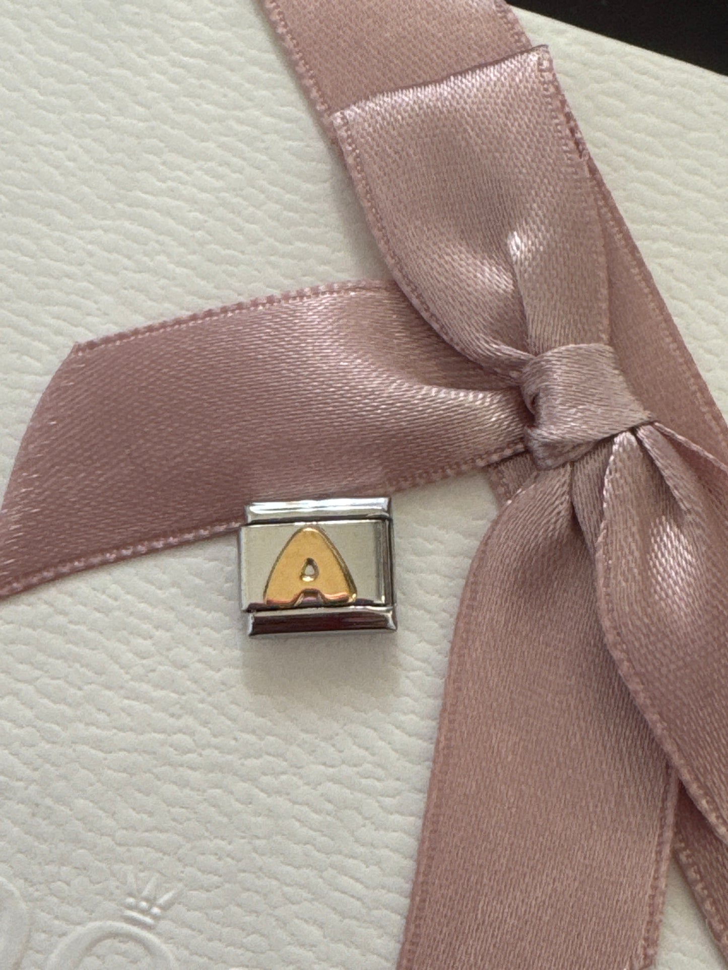 Genuine Nomination Silver Link Charm Letter A Initial Rose Gold