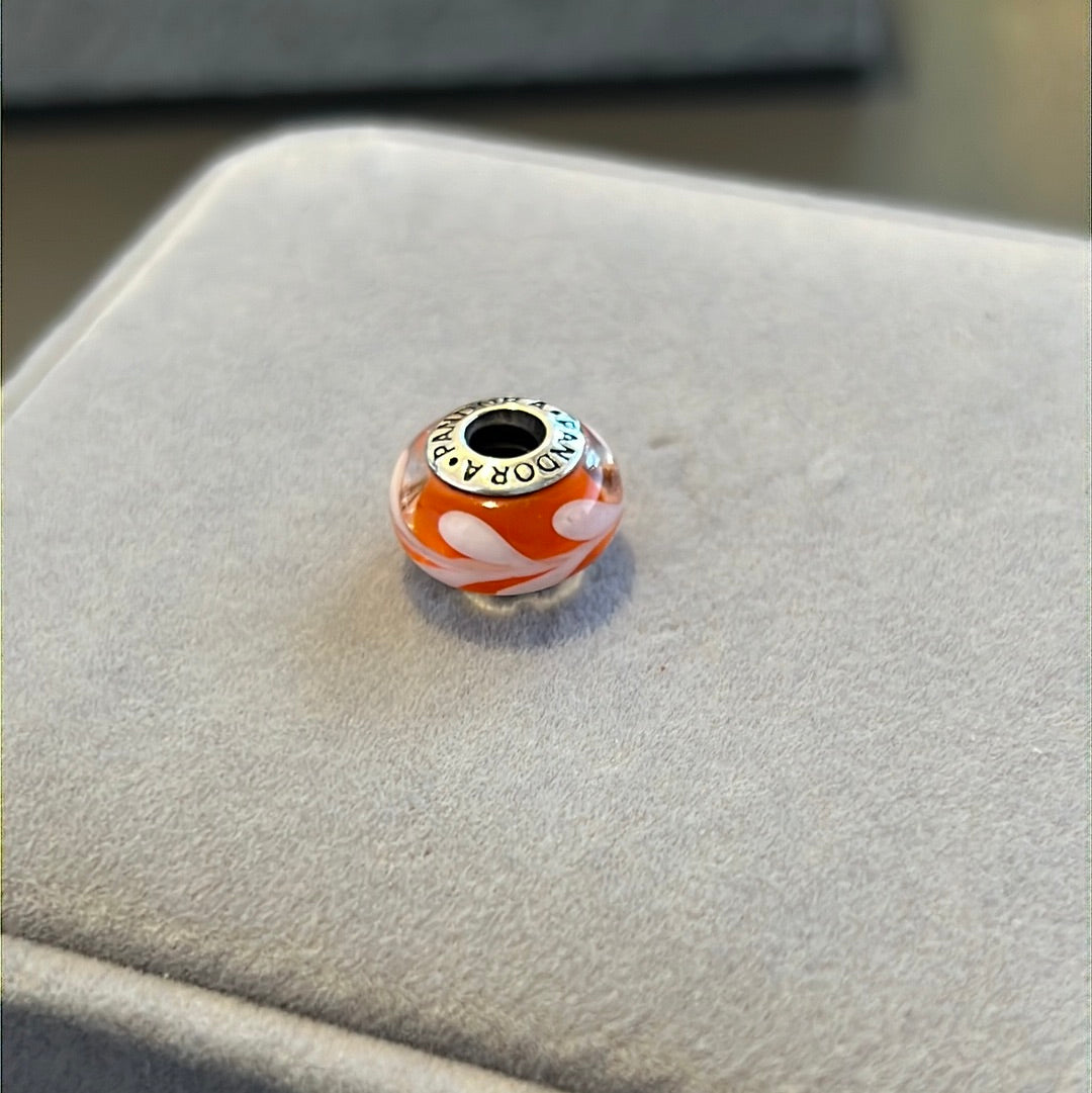 Genuine Pandora Orange Swirl Paint Murano