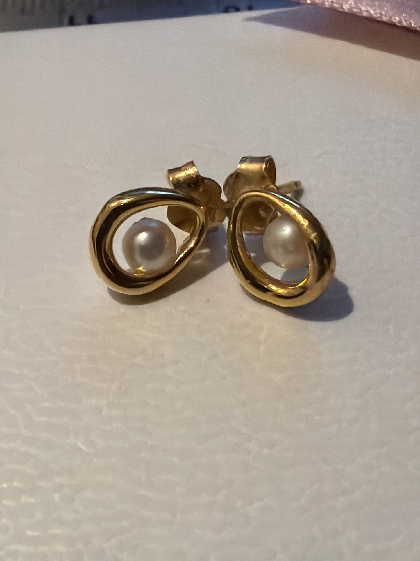 Genuine Pandora Shine Gold Freshwater Pearl Earrings