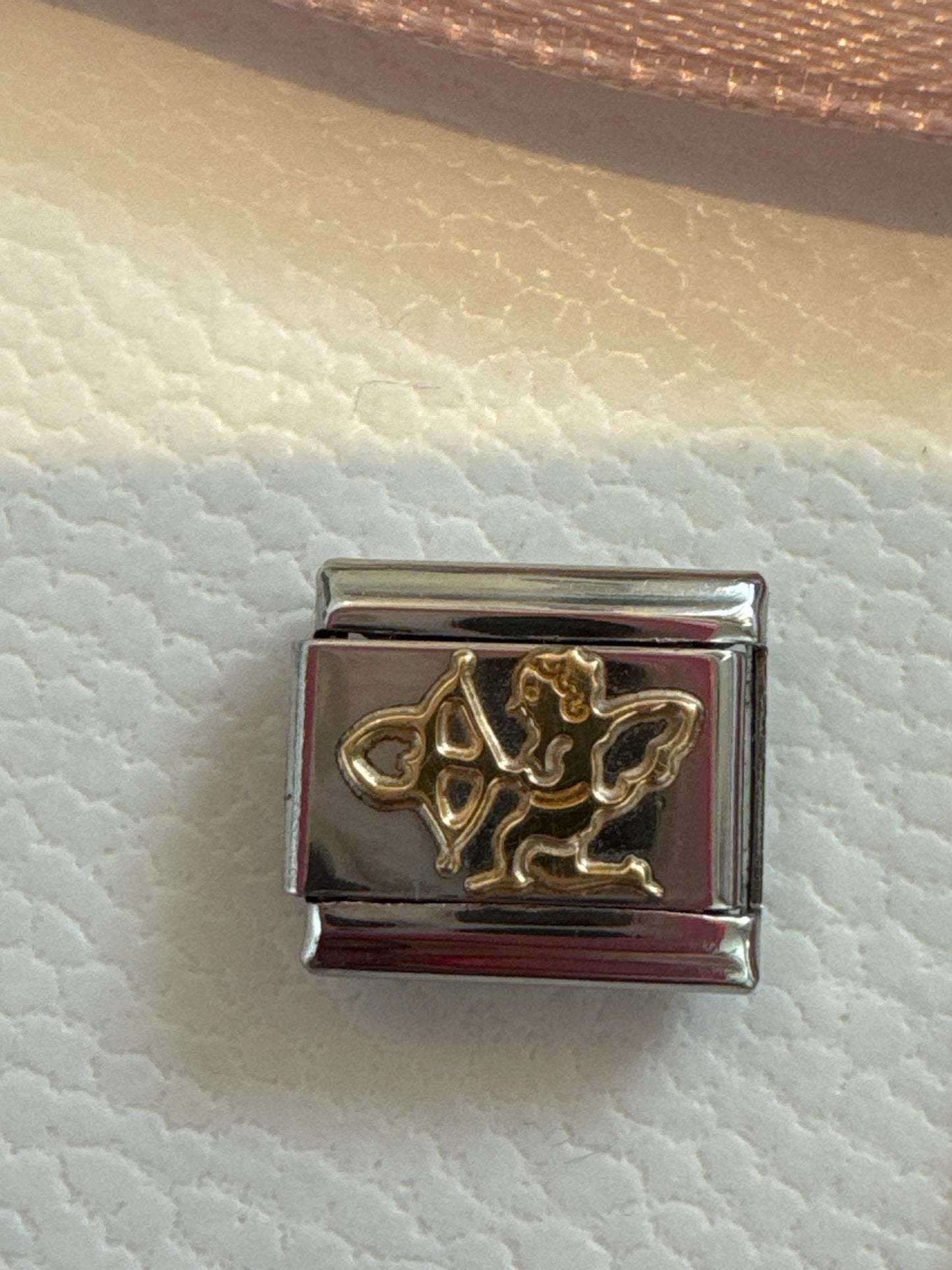 Genuine Nomination Silver Link Charm Rose Gold Cupid Angel Heart
