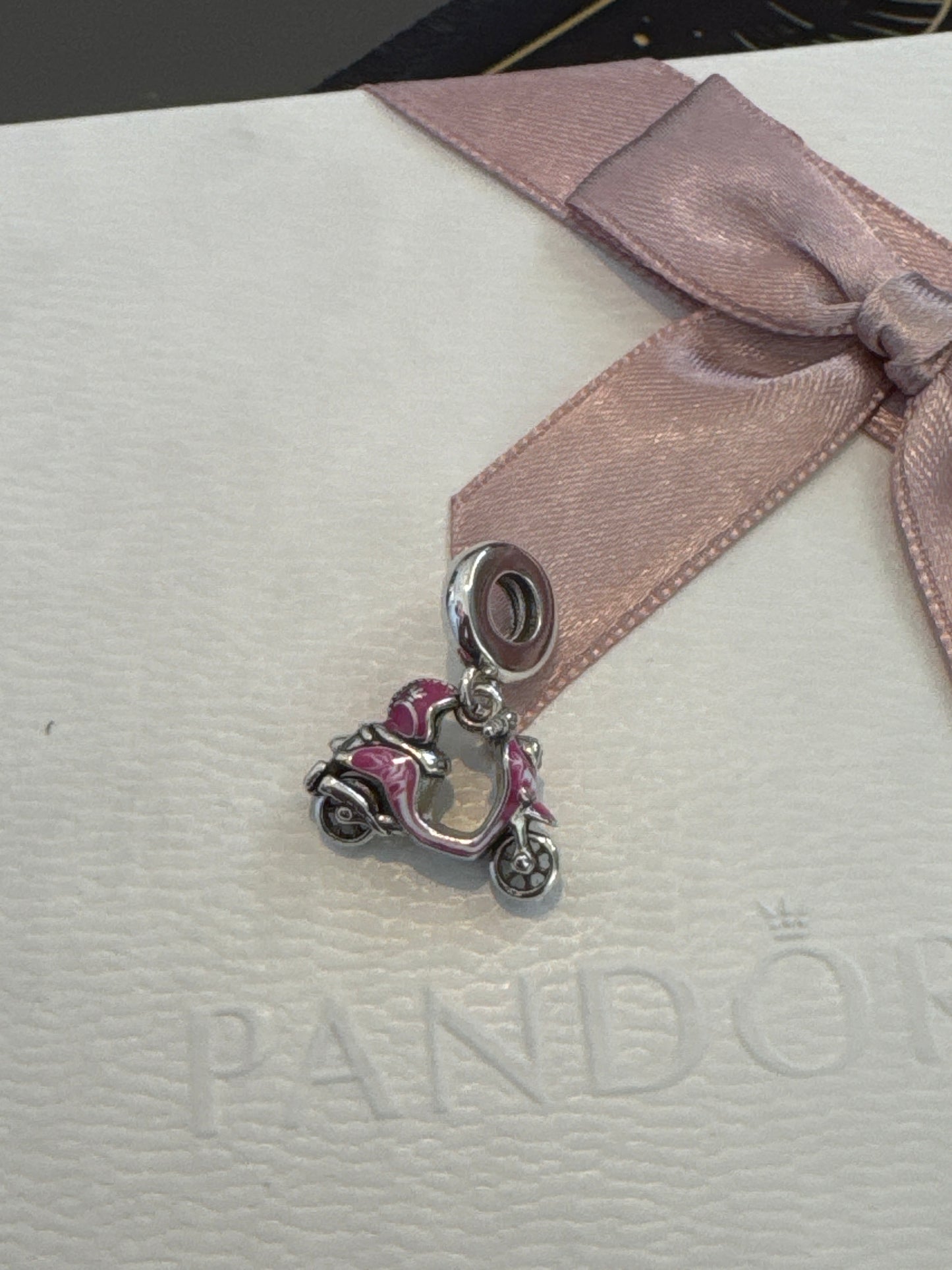 Genuine Pandora Pink New Style Scooter Moped Vesper Charm Italian