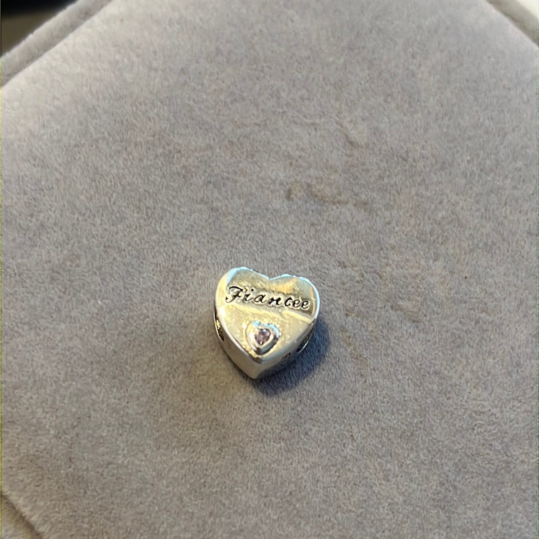 Sterling Silver Fiancee Heart Gift Charm