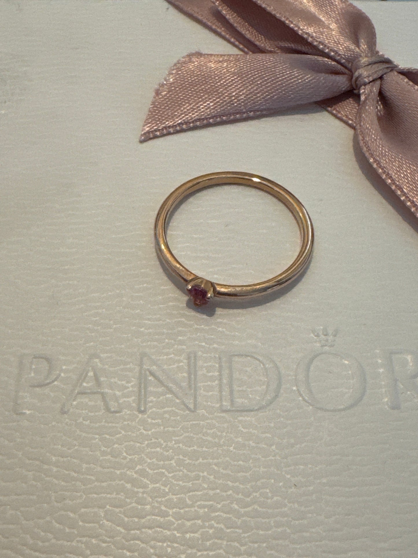 Genuine Pandora Rose Gold Small Heart Pink CZ Solitaire Ring 54