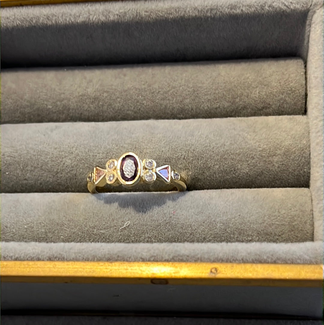 Brand New 14kt Gold Plated Purple Stone Ring CZ Beautiful Size 54
