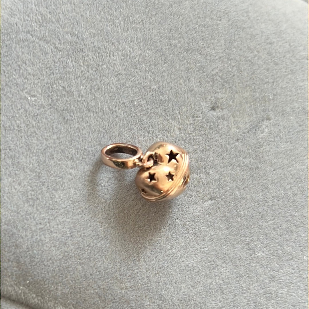 Genuine Pandora Rose Gold Heart Shaped Bell Dangle Charm