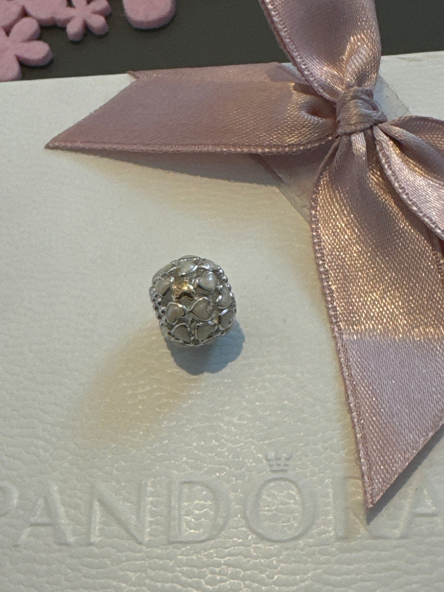 Genuine Pandora Pearl Abundance of Love Openwork Two Tone Charm