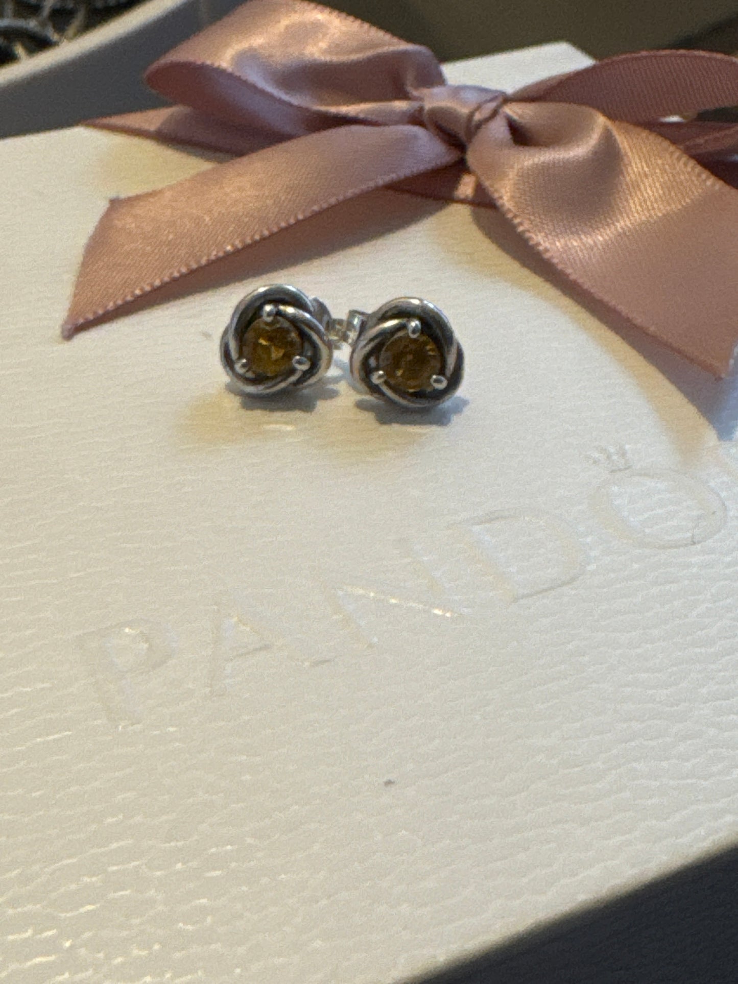 Genuine Pandora Orange Yellow Eternity Birthstone Earrings