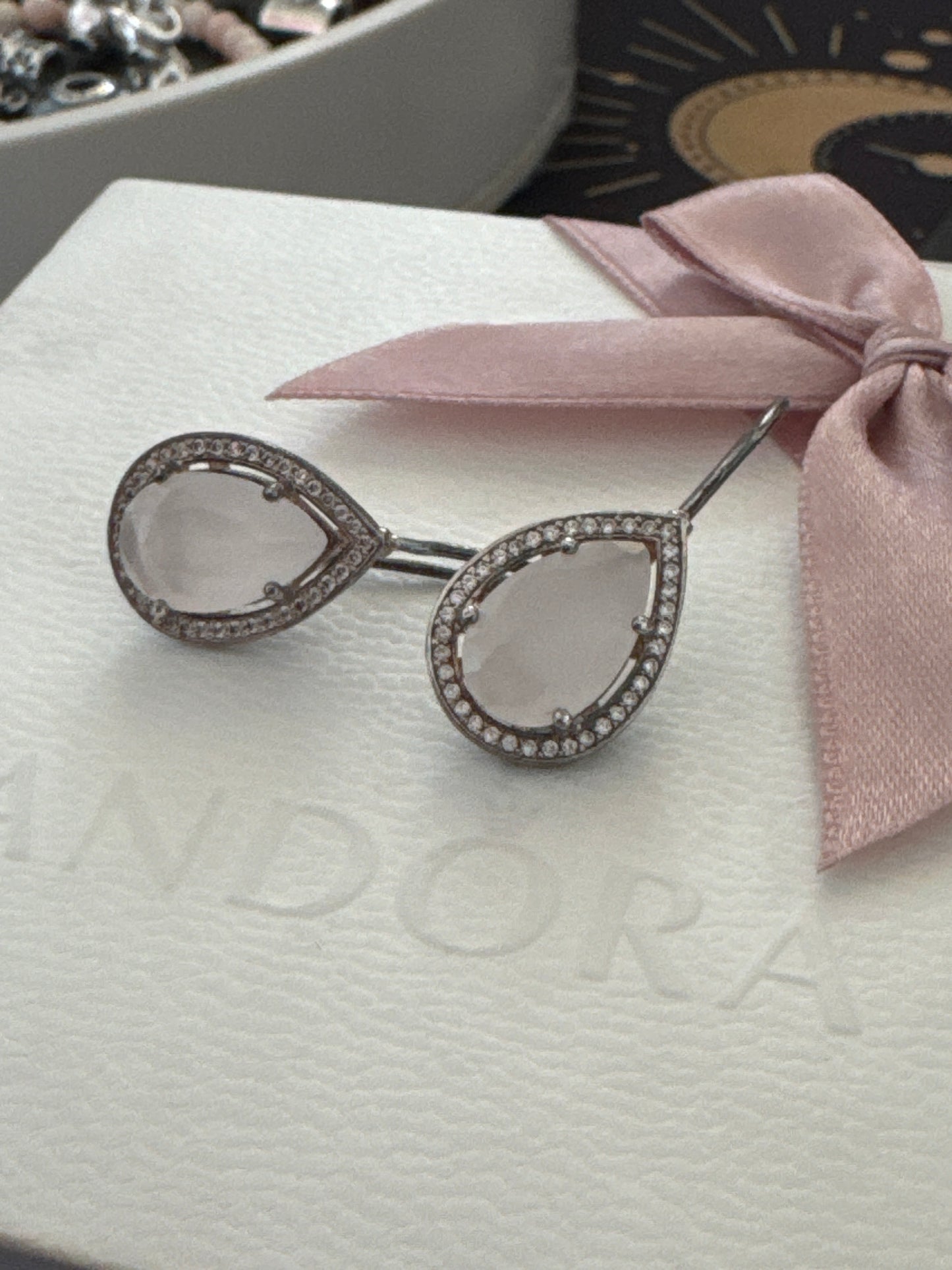 Genuine Thomas Sabo Silver CZ Milky Aquamarine Oval Stone Drop Earrings