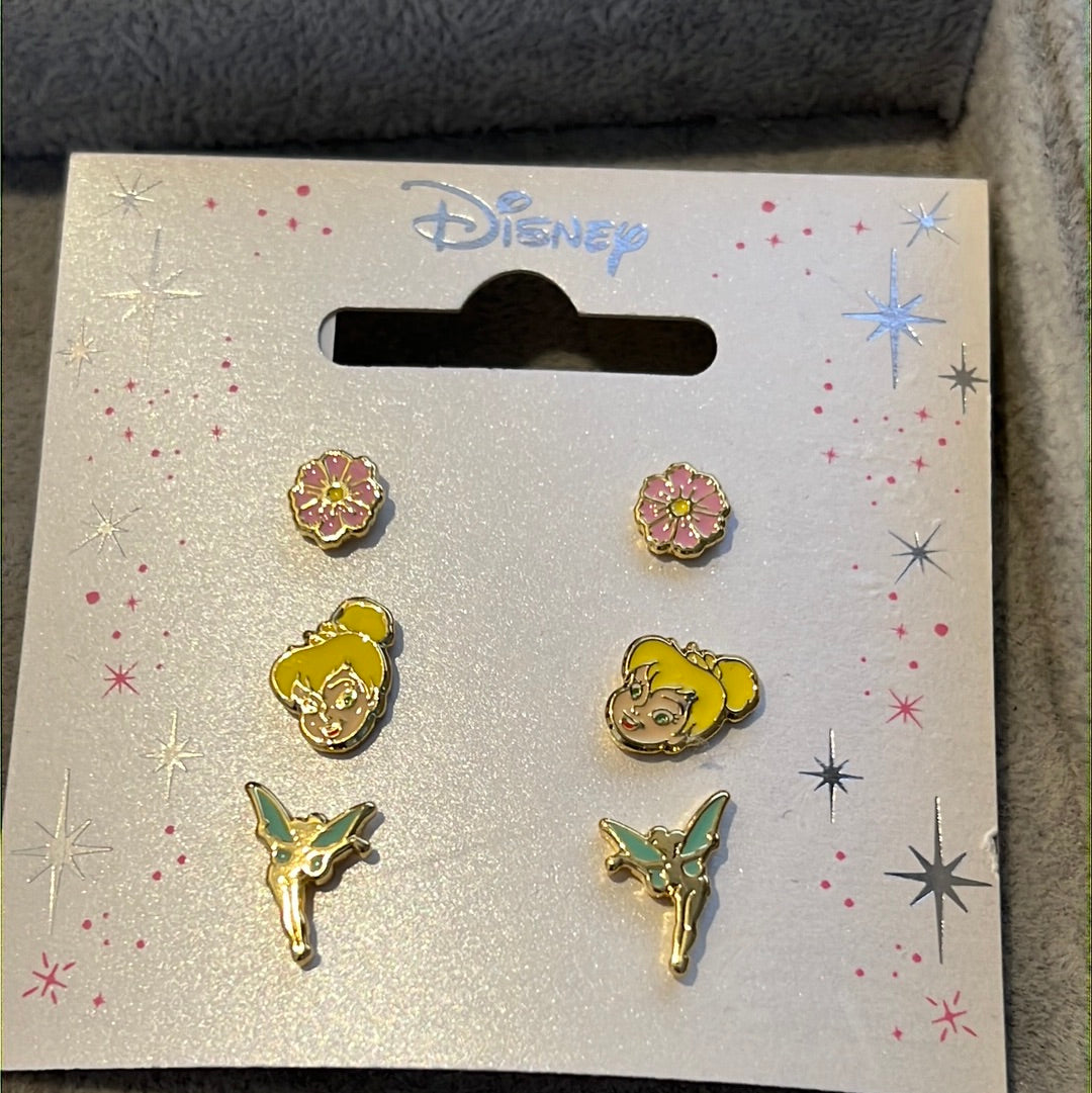 Brand New Disney Tinkerbell Stud Earrings Set