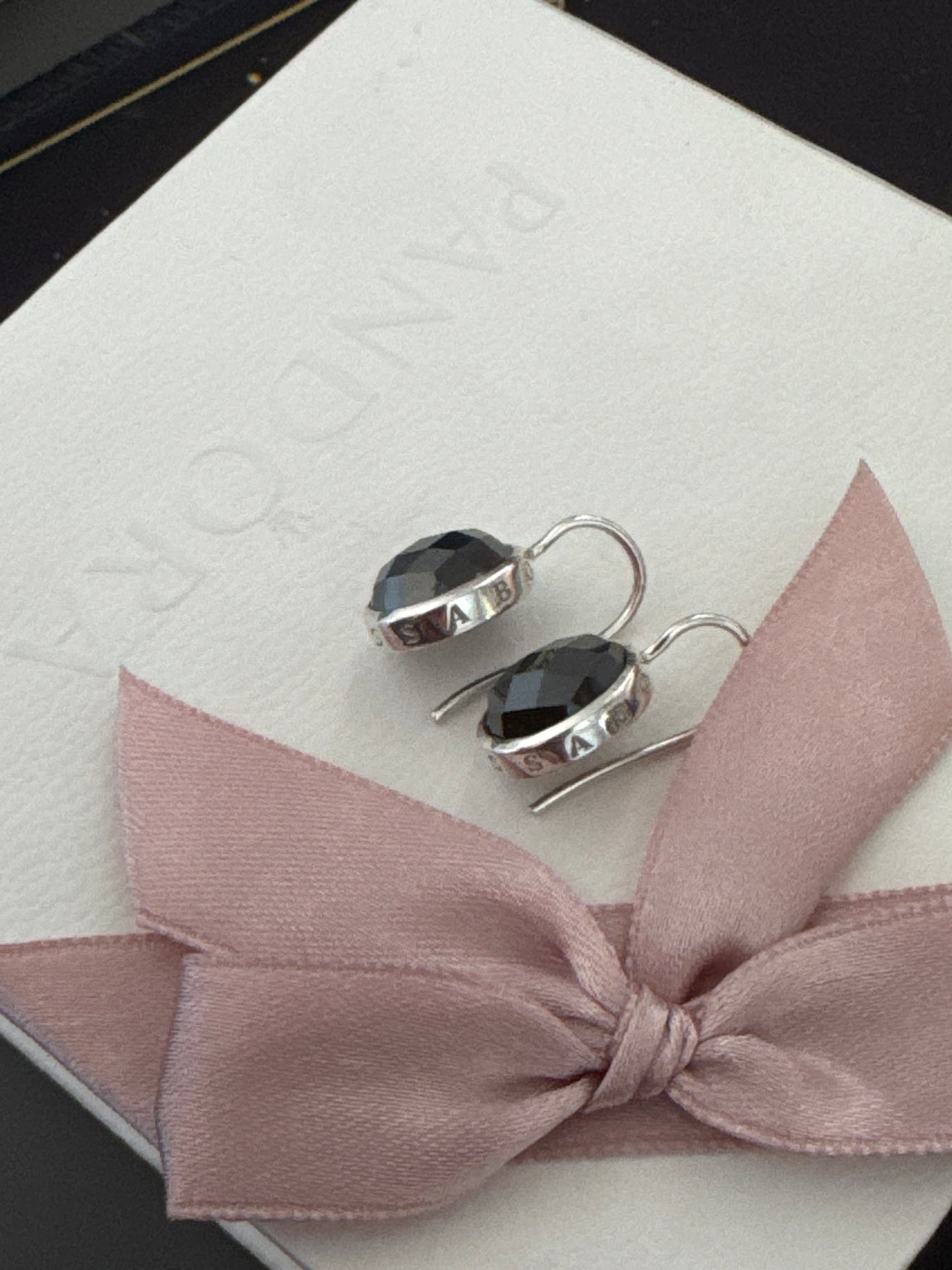 Genuine Thomas Sabo Sterling Silver Oval Onyx Faceted Dangle Earrings