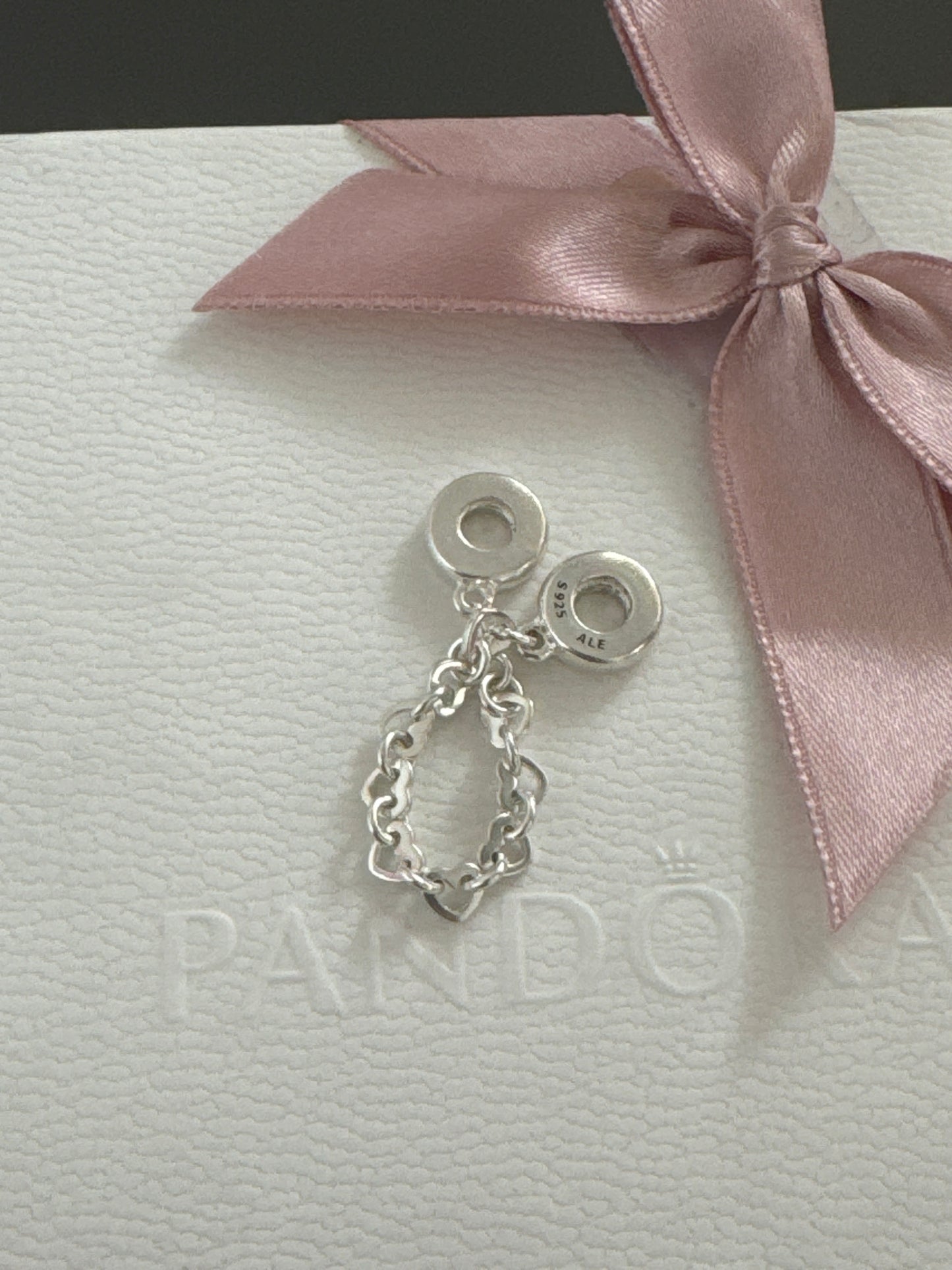 Genuine Pandora Linked Hearts Safety Chain