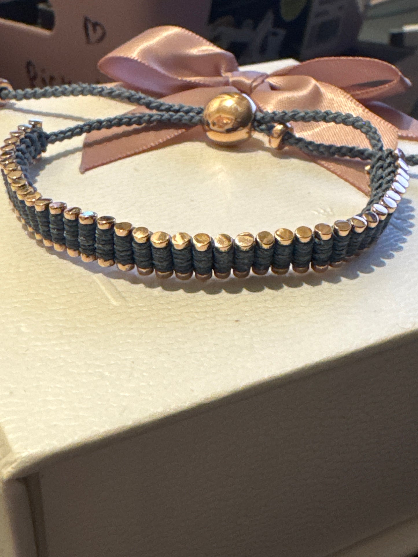 Genuine Links Of London Rose Gold Plated Friendship Bracelet Blue / Grey