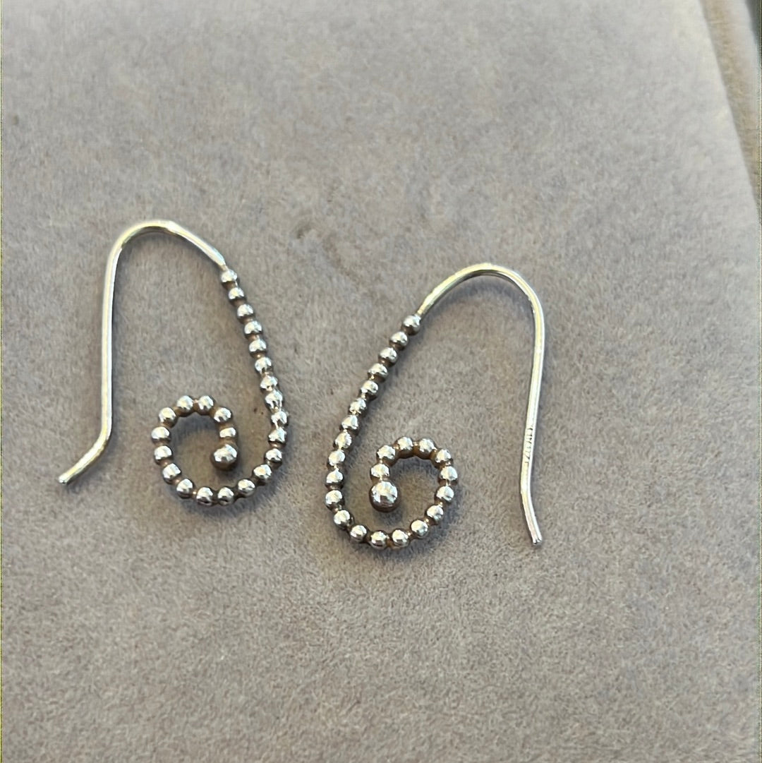 Genuine Pandora Dangle Earrings Beaded Spiral Posts Compose