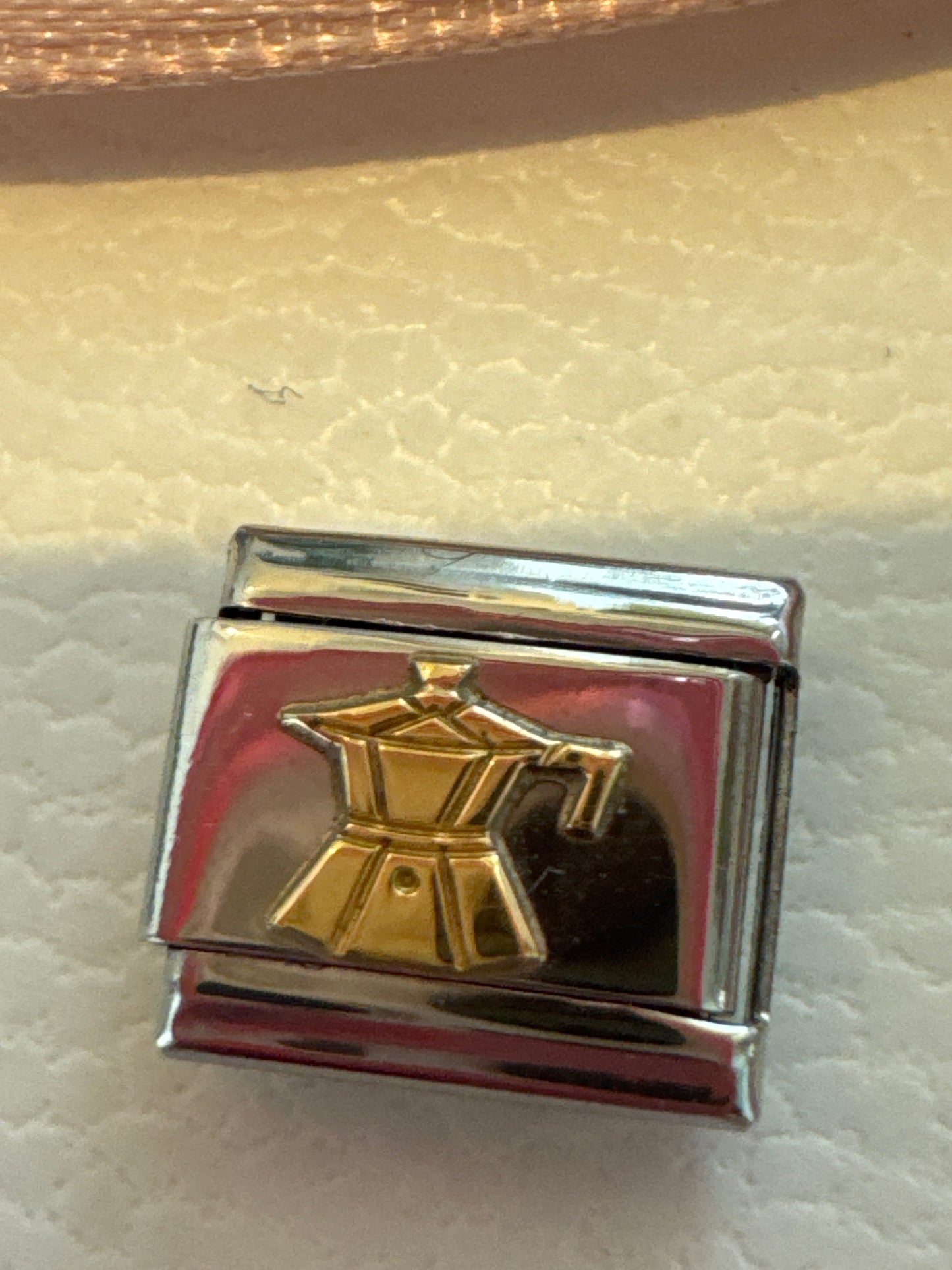 Genuine Nomination Silver Link Charm Coffee Lover Pot