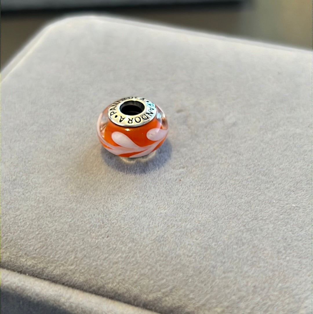 Genuine Pandora Orange Swirl Paint Murano