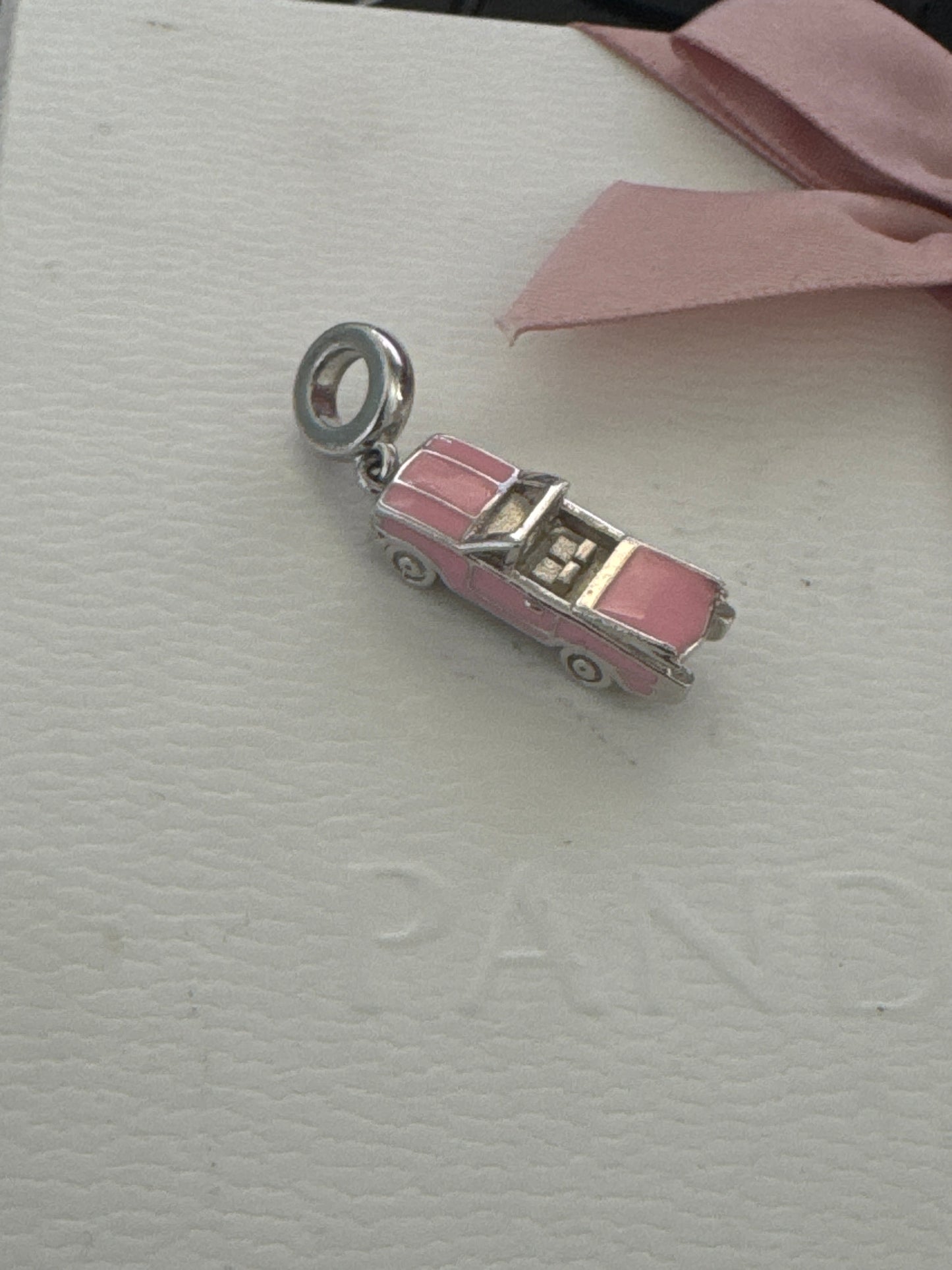 Sterling Silver Elvis Presley Genuine Graceland Pink Dangle Cadillac Charm