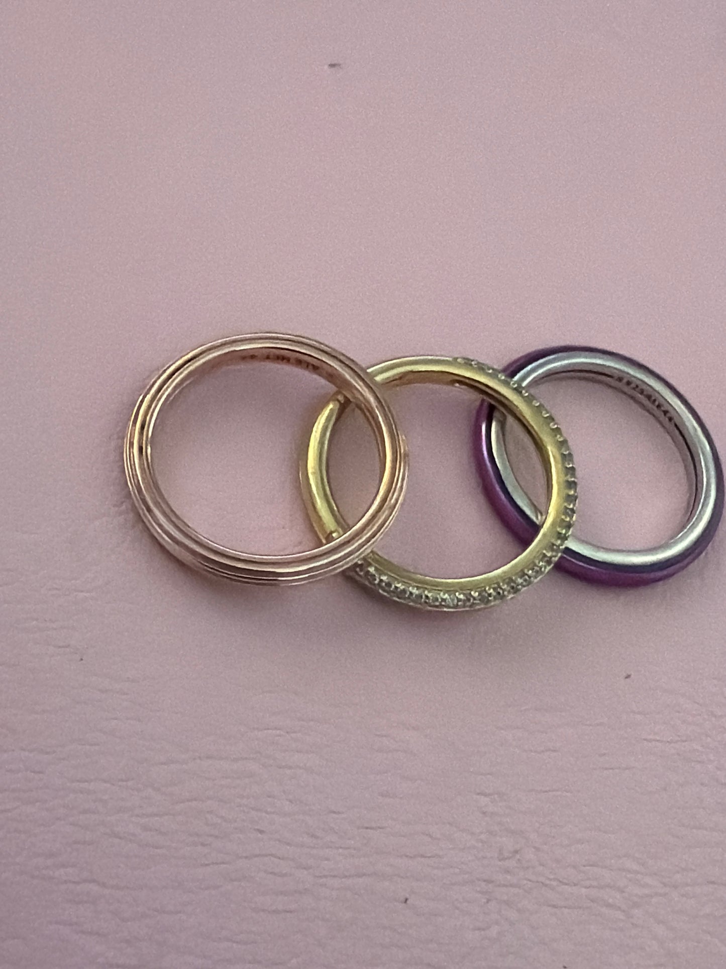 Genuine Pandora ME Ring/ Connectors Enamel Purple Rose Gold & Shine Gold Pave