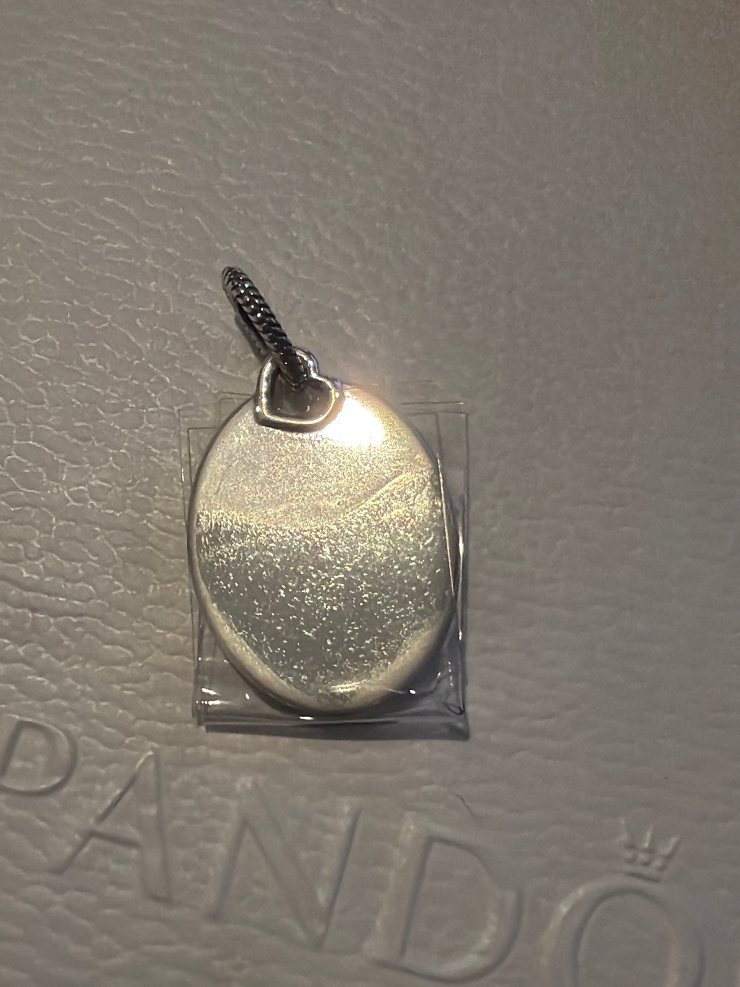 Genuine Pandora Oval & Heart Engravable Pendant Charm