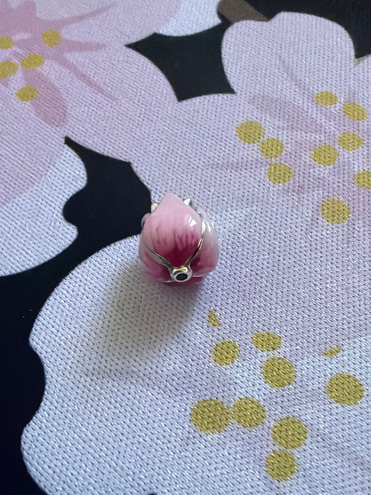 Genuine Pandora & Shine Gold Pink Tulip Enamel Flower Charm