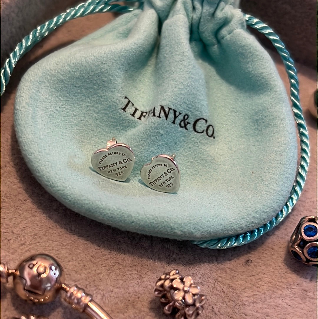 Genuine Tiffany & CO Sterling Silver Heart Earrings