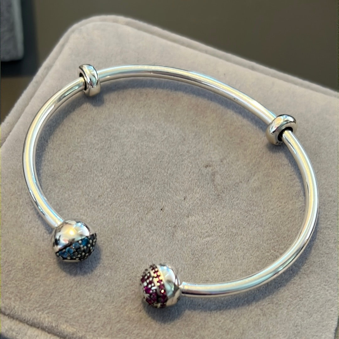 Genuine Pandora Disney Star Wars Open Torque Bangle Pave Ends Size 4 21cm