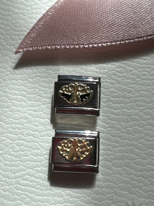 Genuine Nomination Silver Link Charm Gold Rock and Roll Guitar Music Choice