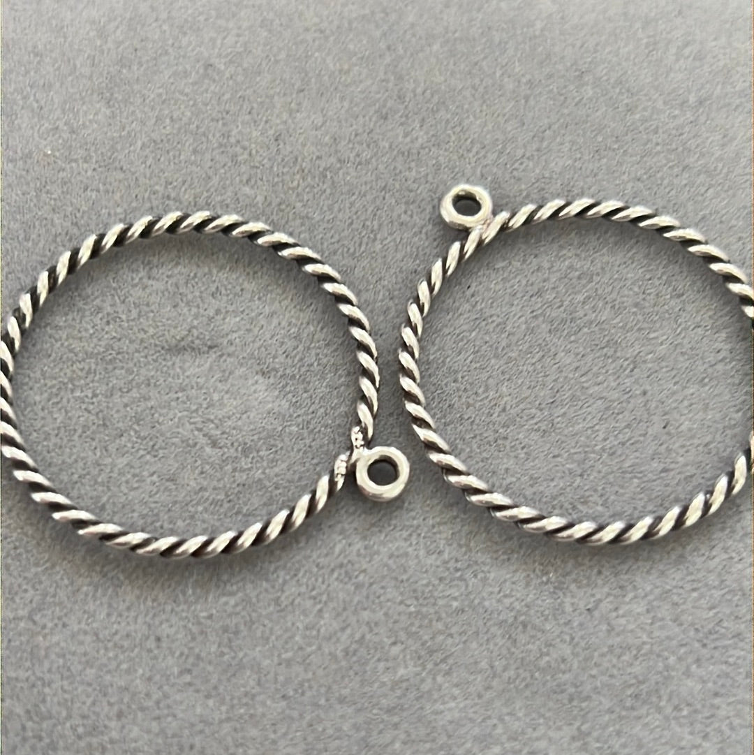 Genuine Pandora Oxidised Twisted Circle Hoop Charm Compose