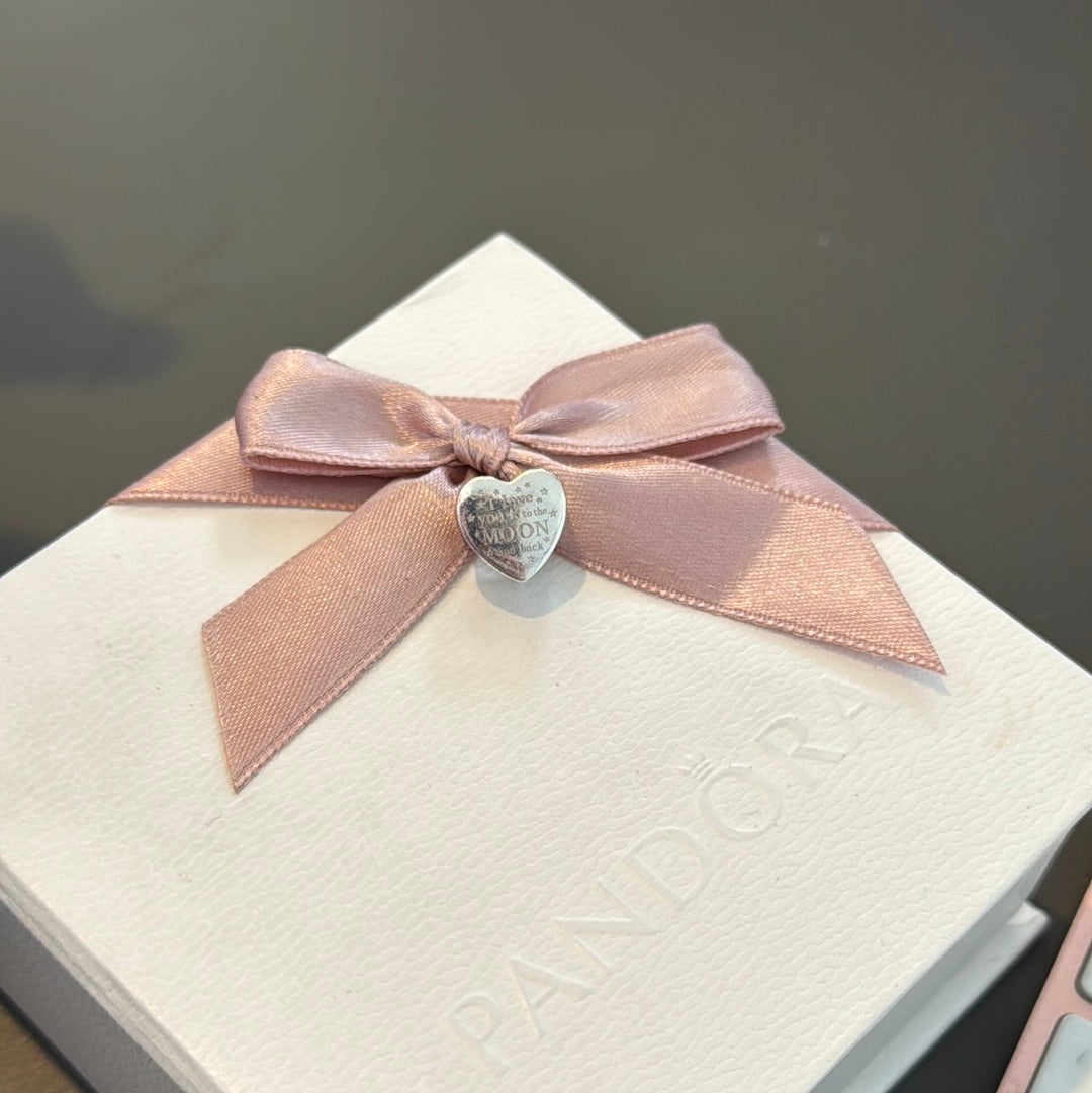 Sterling Silver I Love You To The Moon And Back Heart Charm
