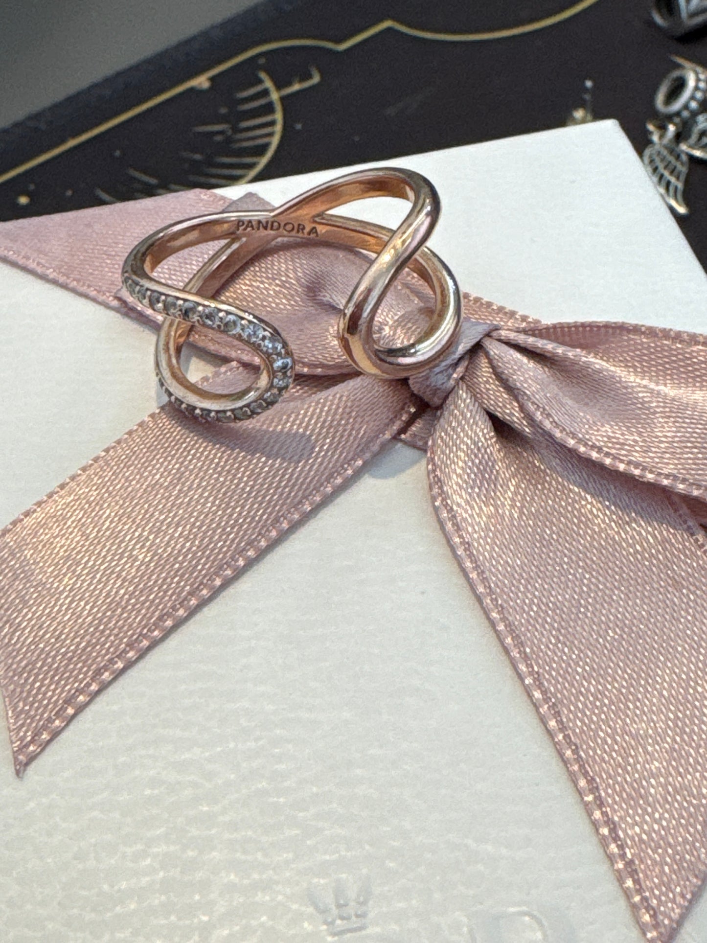 Genuine Pandora Rose Gold Open Pave CZ Ring Size Adjustable 60