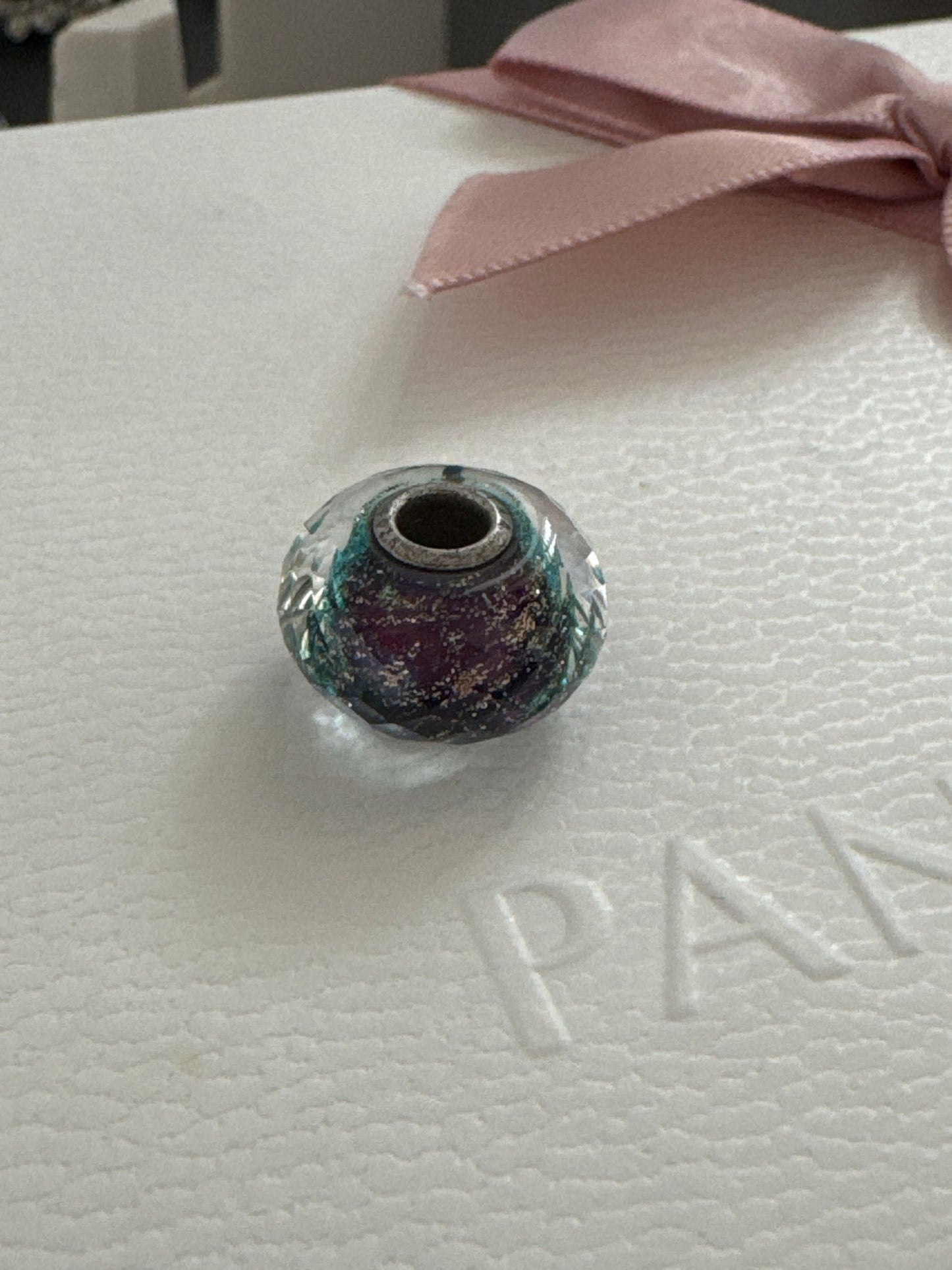 Genuine Trollbeads Violet Sky Sparkle Murano Charm