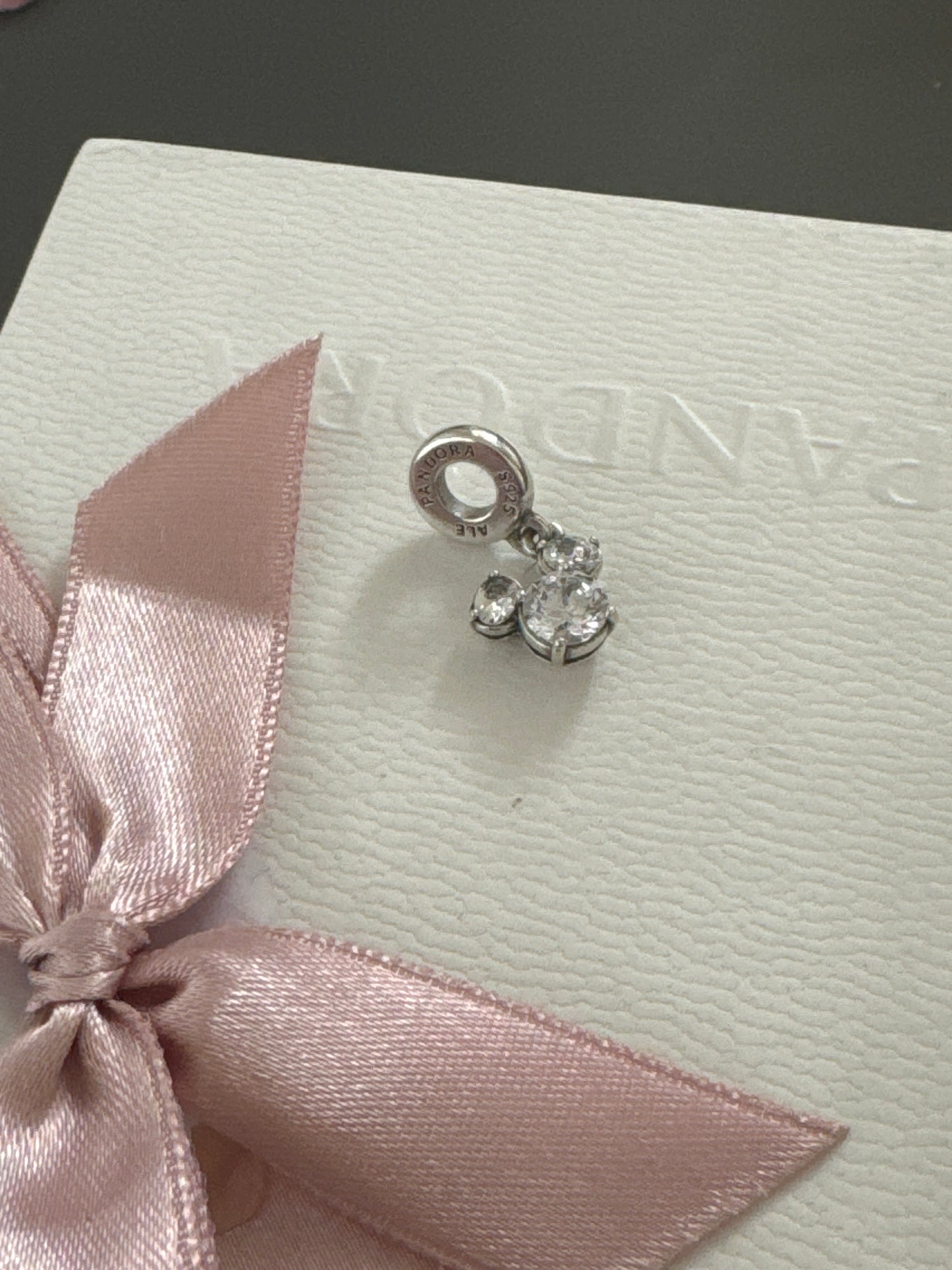 Genuine Pandora Disney Mickey Mouse Sparkling Head Silhouette Dangle Charm