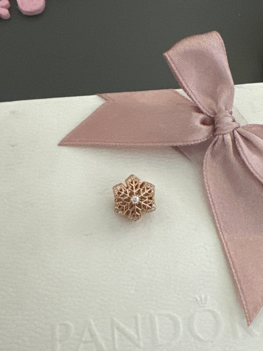 Genuine Pandora Rose Gold Christmas Snowflake Pave Charm