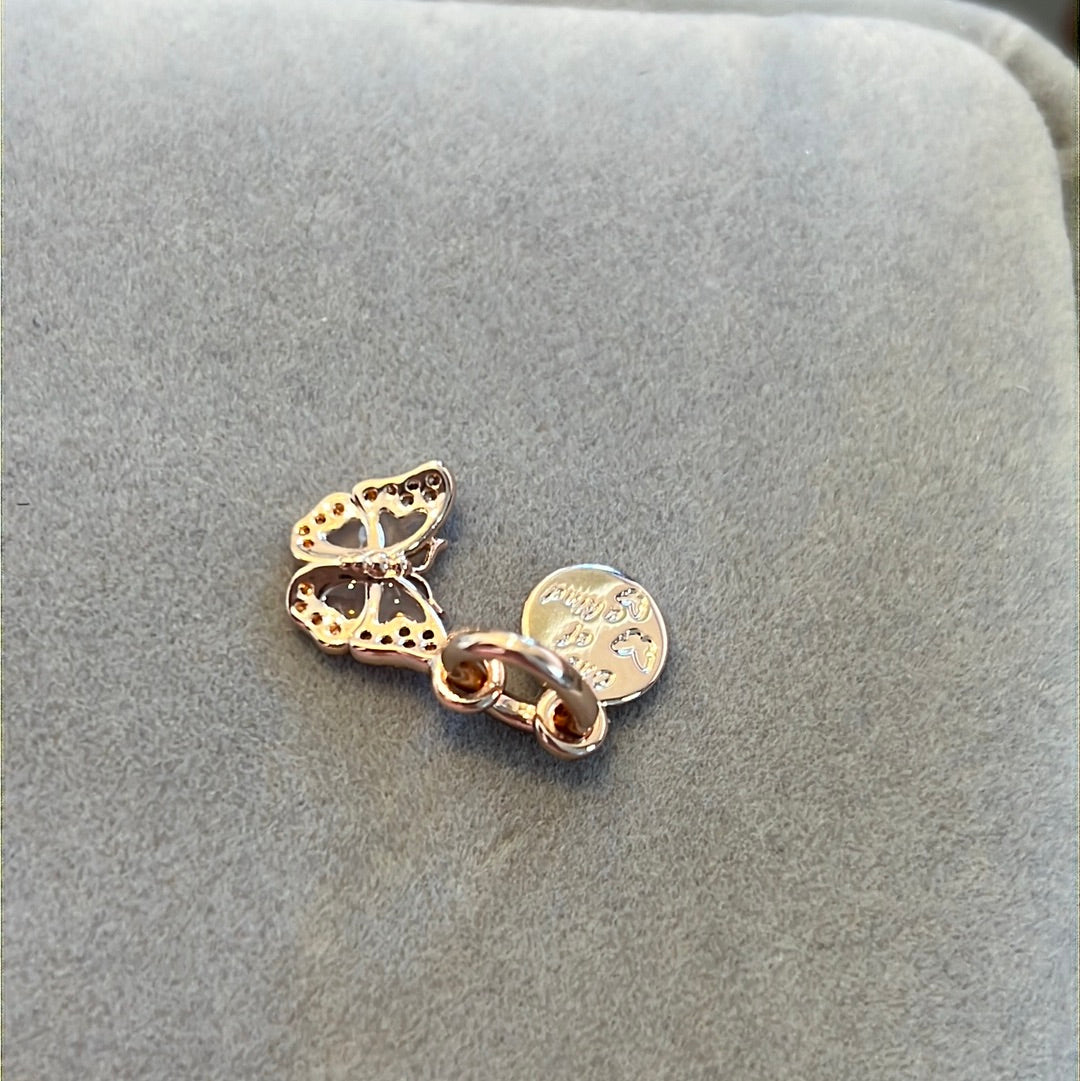 Genuine Pandora Rose Gold Pave Butterfly Enamel Dangle Charm
