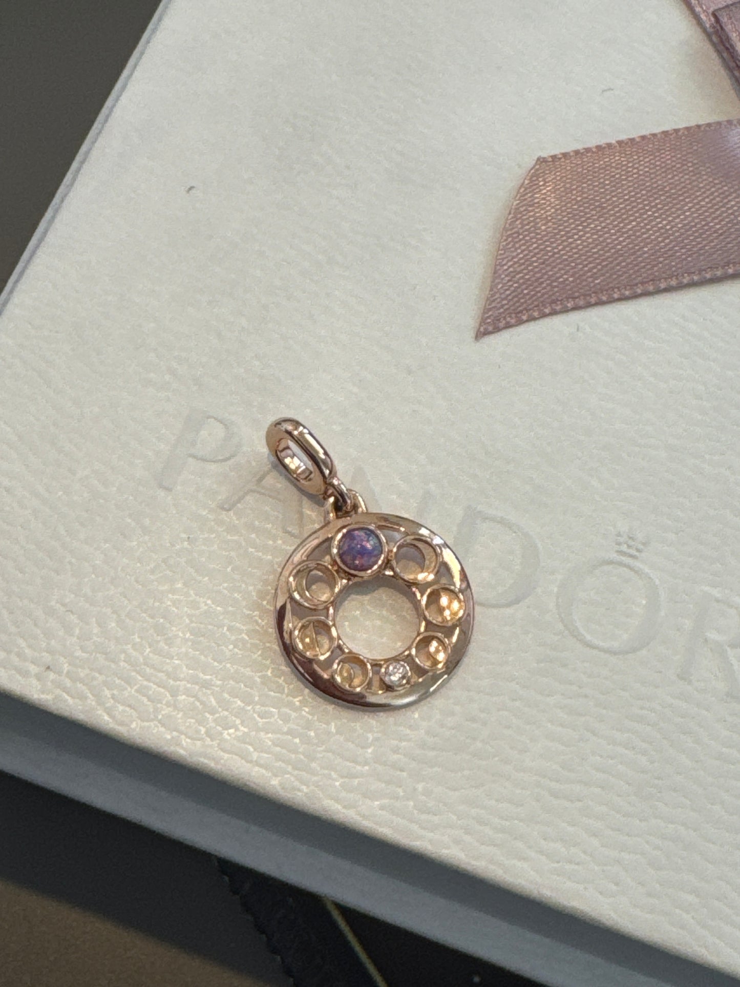 Genuine Pandora Me Rose Gold Lunar Moon CZ Medallion Large Charm